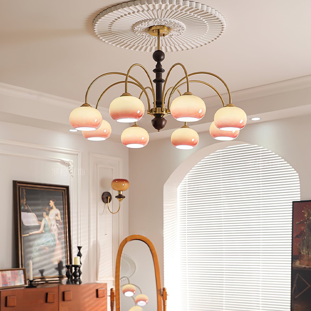 Ripe Persimmon Chandelier - Elegant Design with Adjustable Height & LE