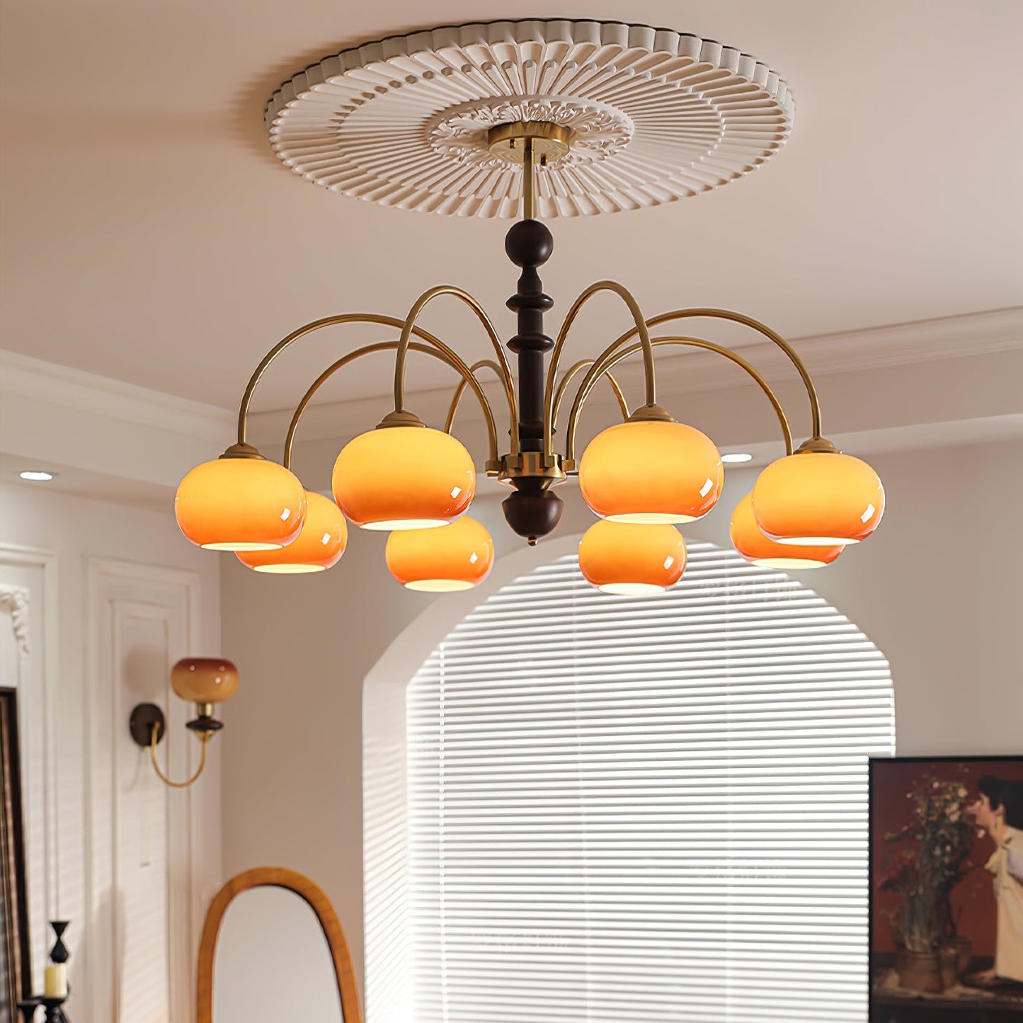 Ripe Persimmon Chandelier - Elegant Design with Adjustable Height & LE