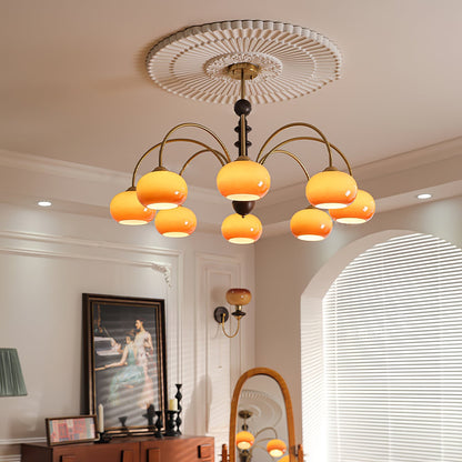 Ripe Persimmon Chandelier - Elegant Design with Adjustable Height & LE