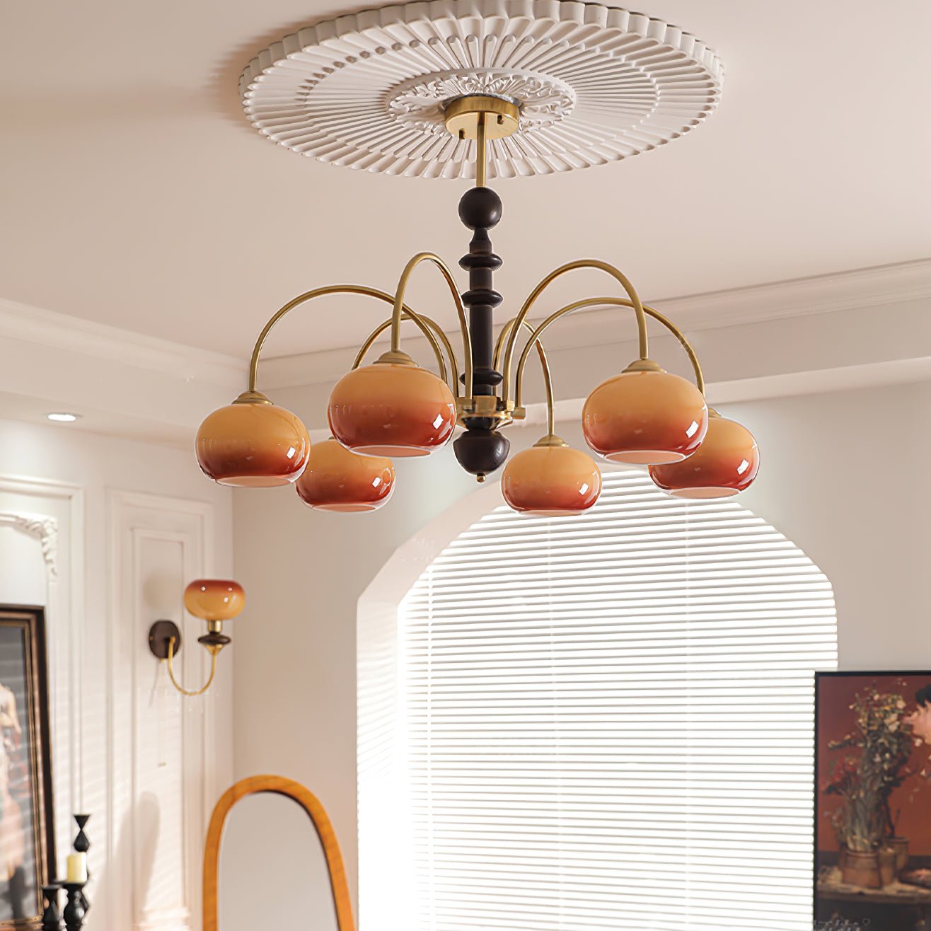 Ripe Persimmon Chandelier - Elegant Design with Adjustable Height & LE