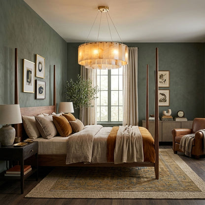 Elegant Rock Alabaster Chandelier with Adjustable Height & Soft Lighti
