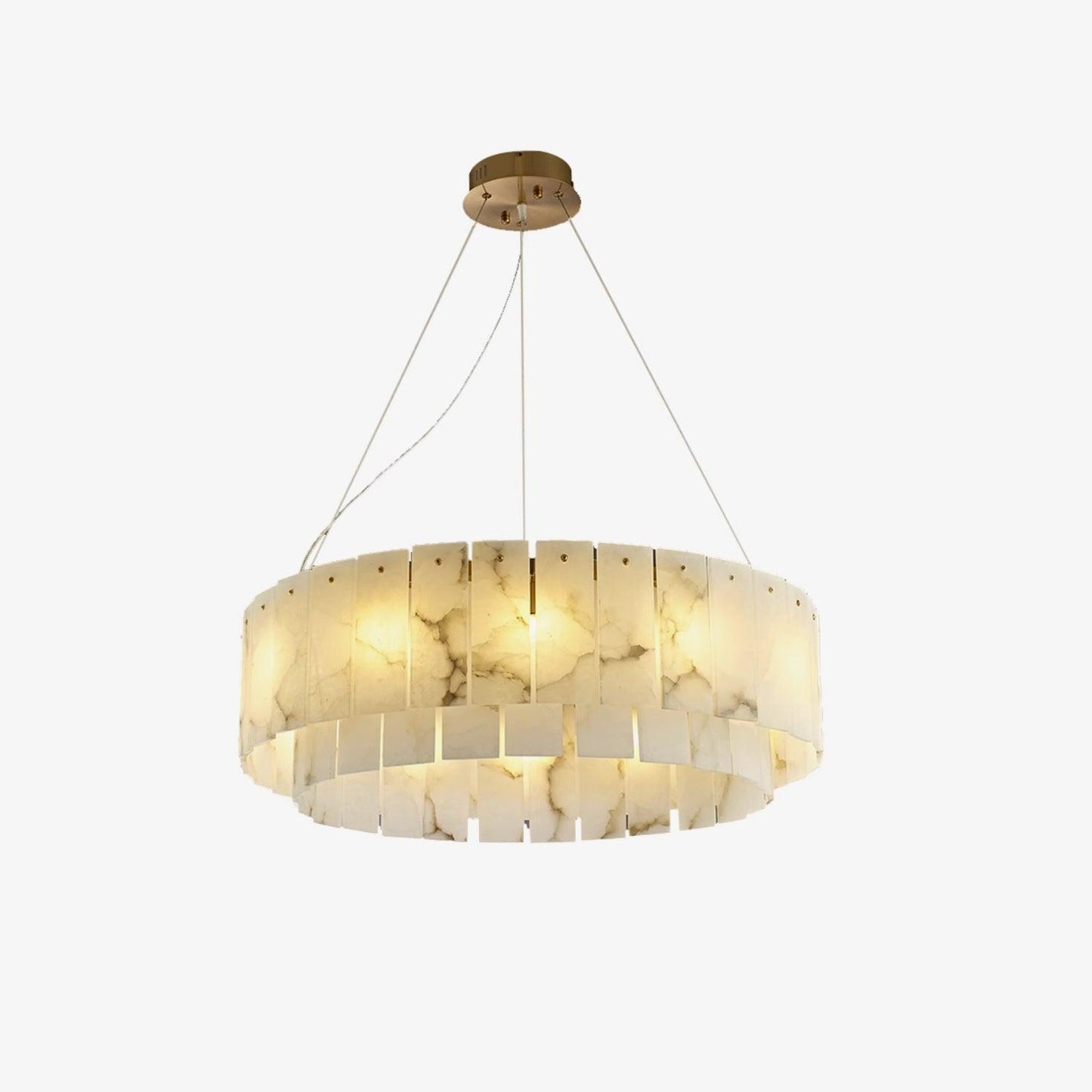 Elegant Rock Alabaster Chandelier with Adjustable Height & Soft Lighti
