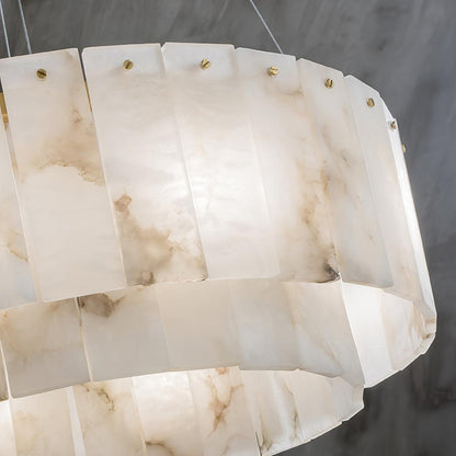 Elegant Rock Alabaster Chandelier with Adjustable Height & Soft Lighti