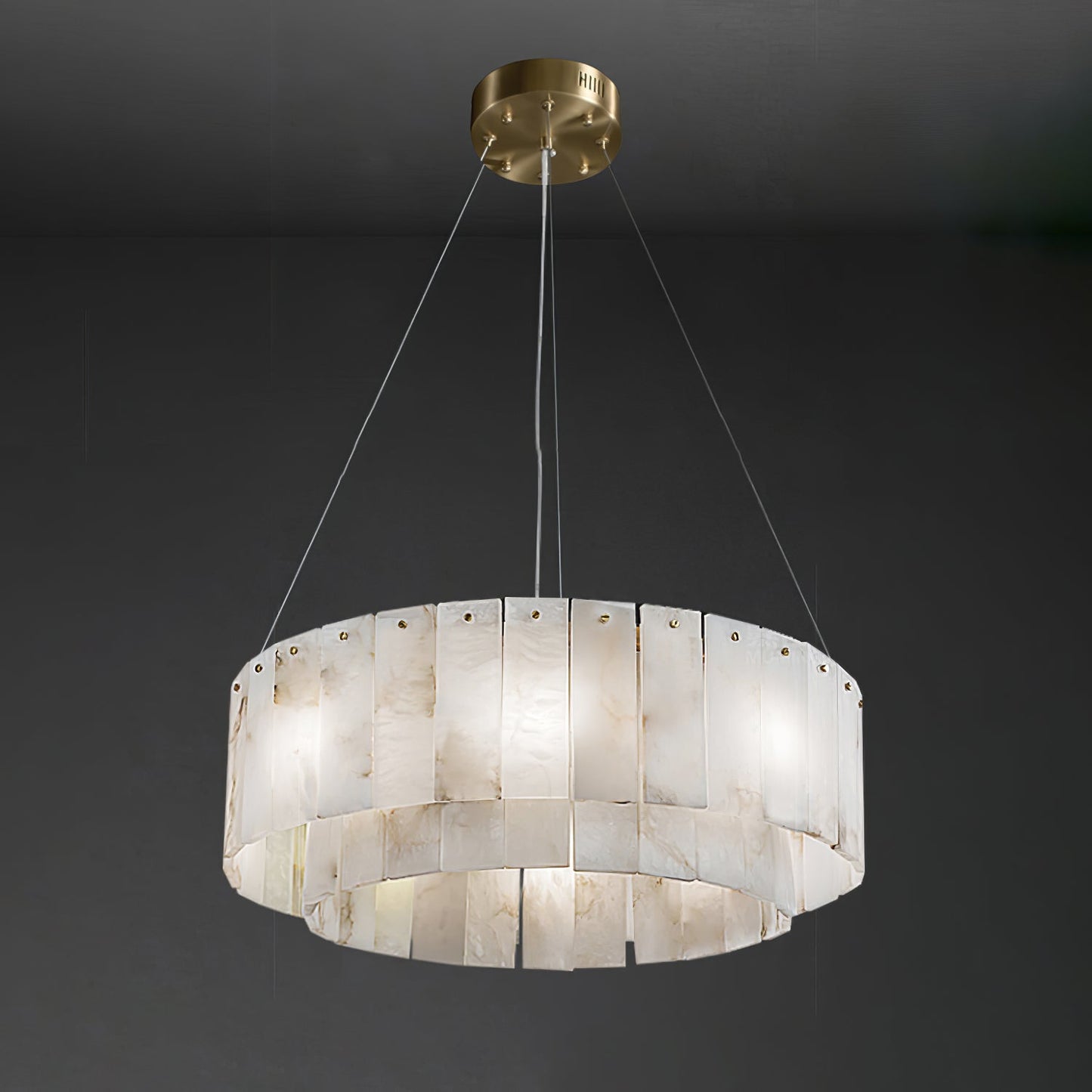 Elegant Rock Alabaster Chandelier with Adjustable Height & Soft Lighti