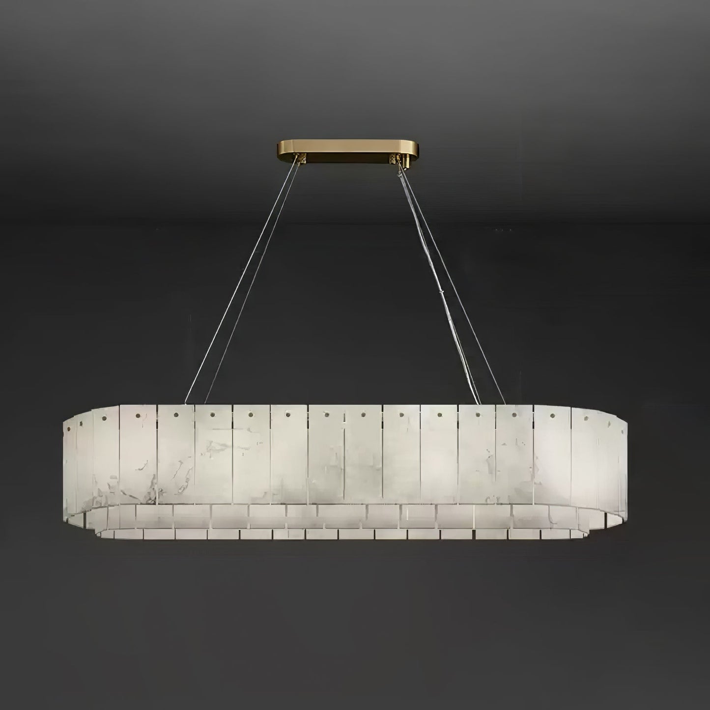 Elegant Rock Alabaster Chandelier with Adjustable Height & Soft Lighti
