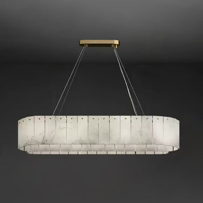Elegant Rock Alabaster Chandelier with Adjustable Height & Soft Lighti