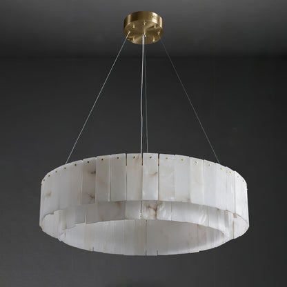 Elegant Rock Alabaster Chandelier with Adjustable Height & Soft Lighti