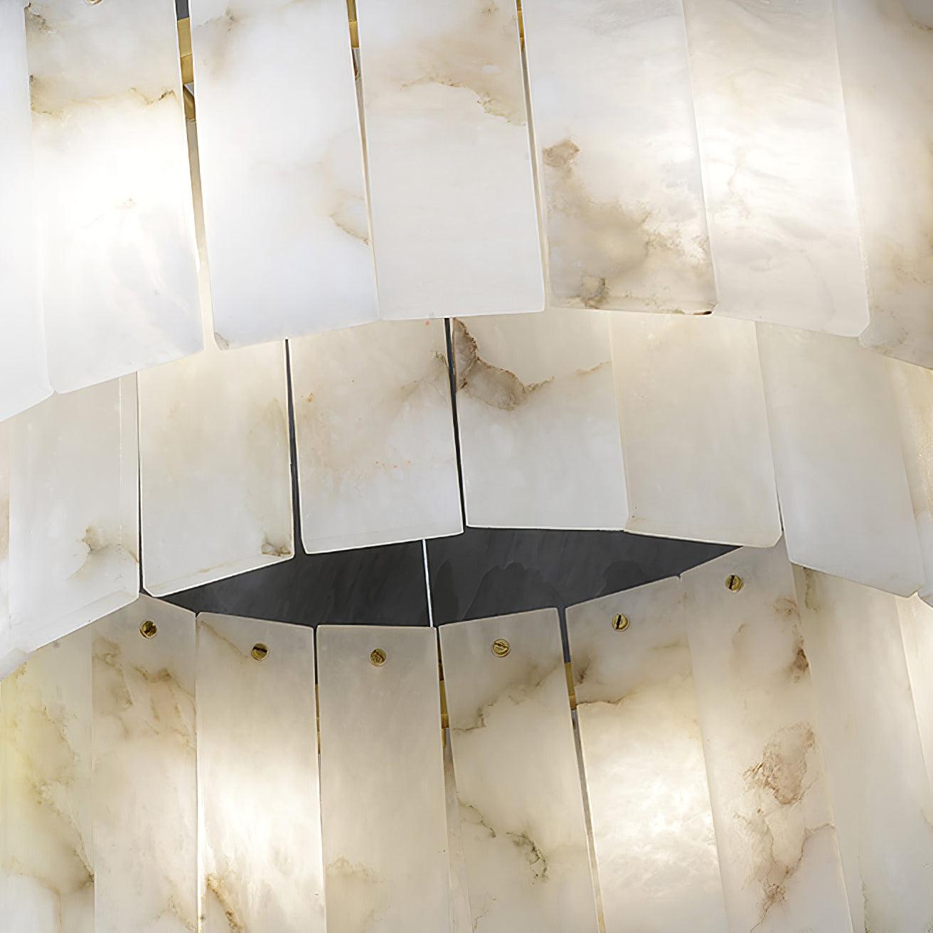 Elegant Rock Alabaster Chandelier with Adjustable Height & Soft Lighti