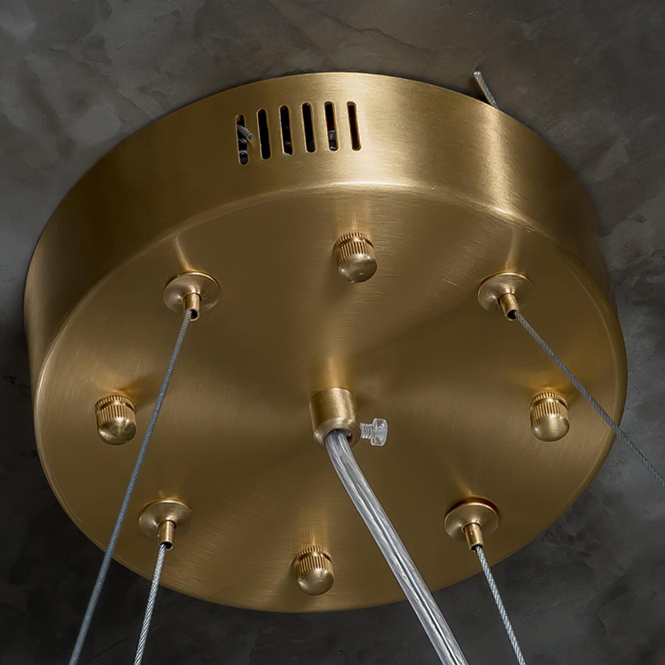 Elegant Rock Alabaster Chandelier with Adjustable Height & Soft Lighti