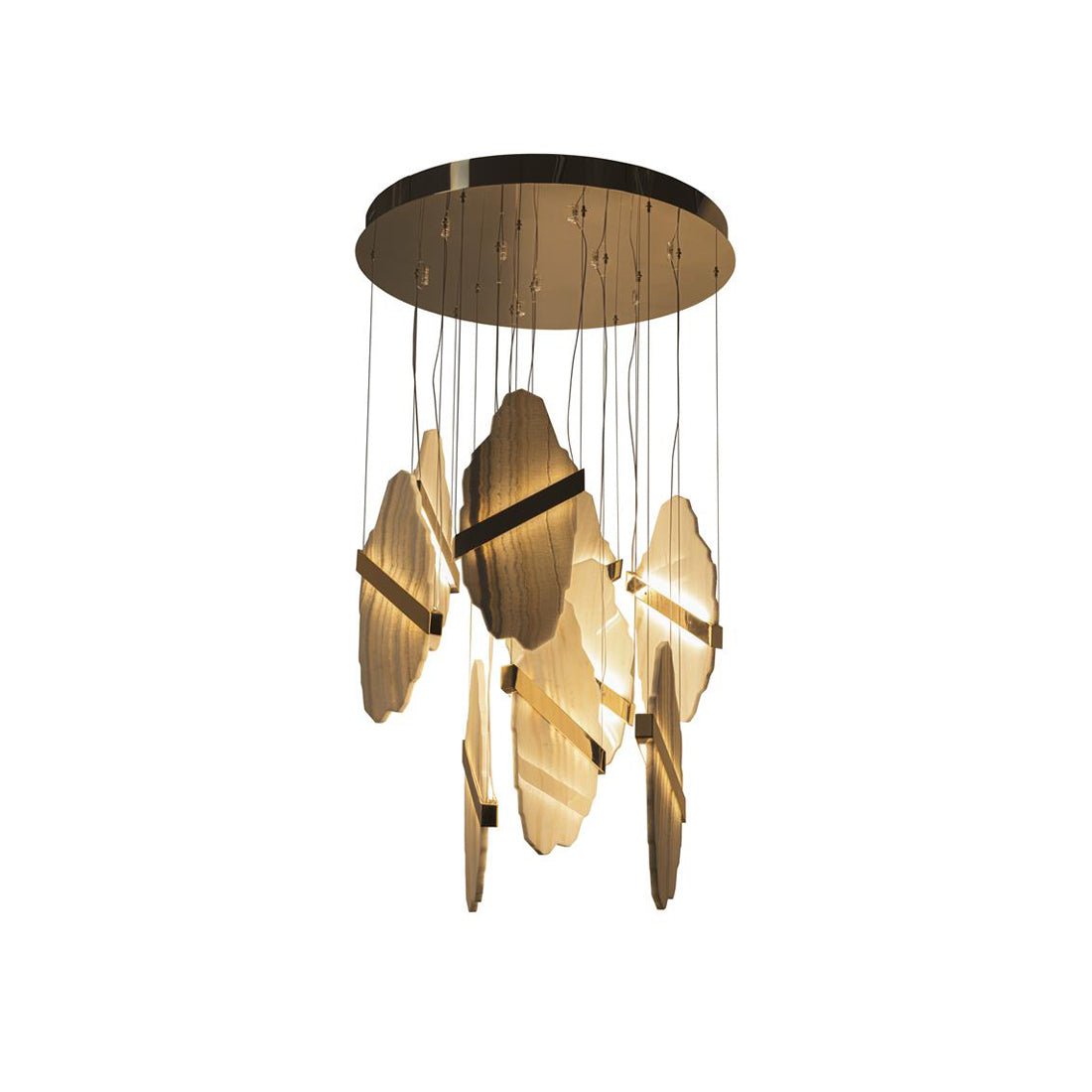 Auralith Alabaster Chandelier - Elegant Lighting with Adjustable Heigh