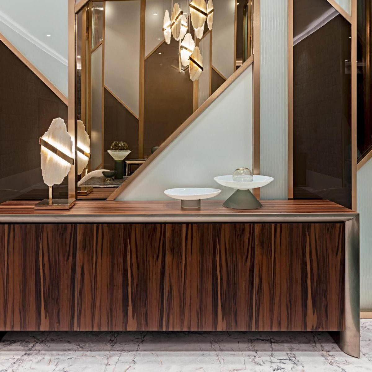 Auralith Alabaster Chandelier - Elegant Lighting with Adjustable Heigh