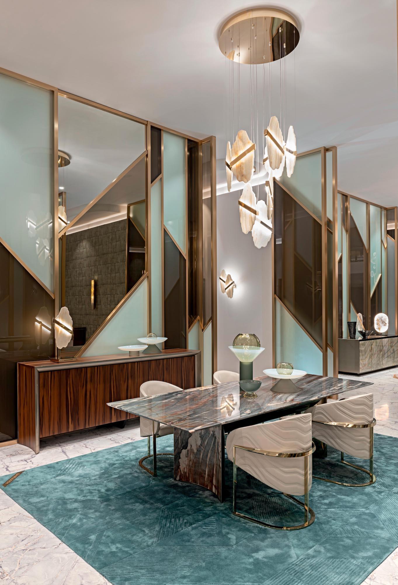 Auralith Alabaster Chandelier - Elegant Lighting with Adjustable Heigh