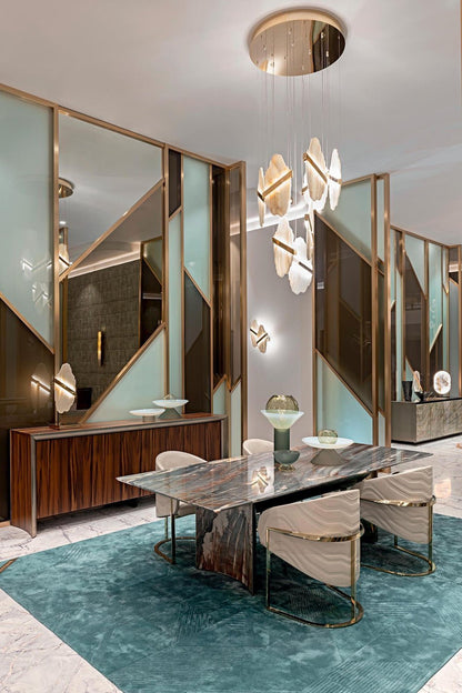 Auralith Alabaster Chandelier - Elegant Lighting with Adjustable Heigh