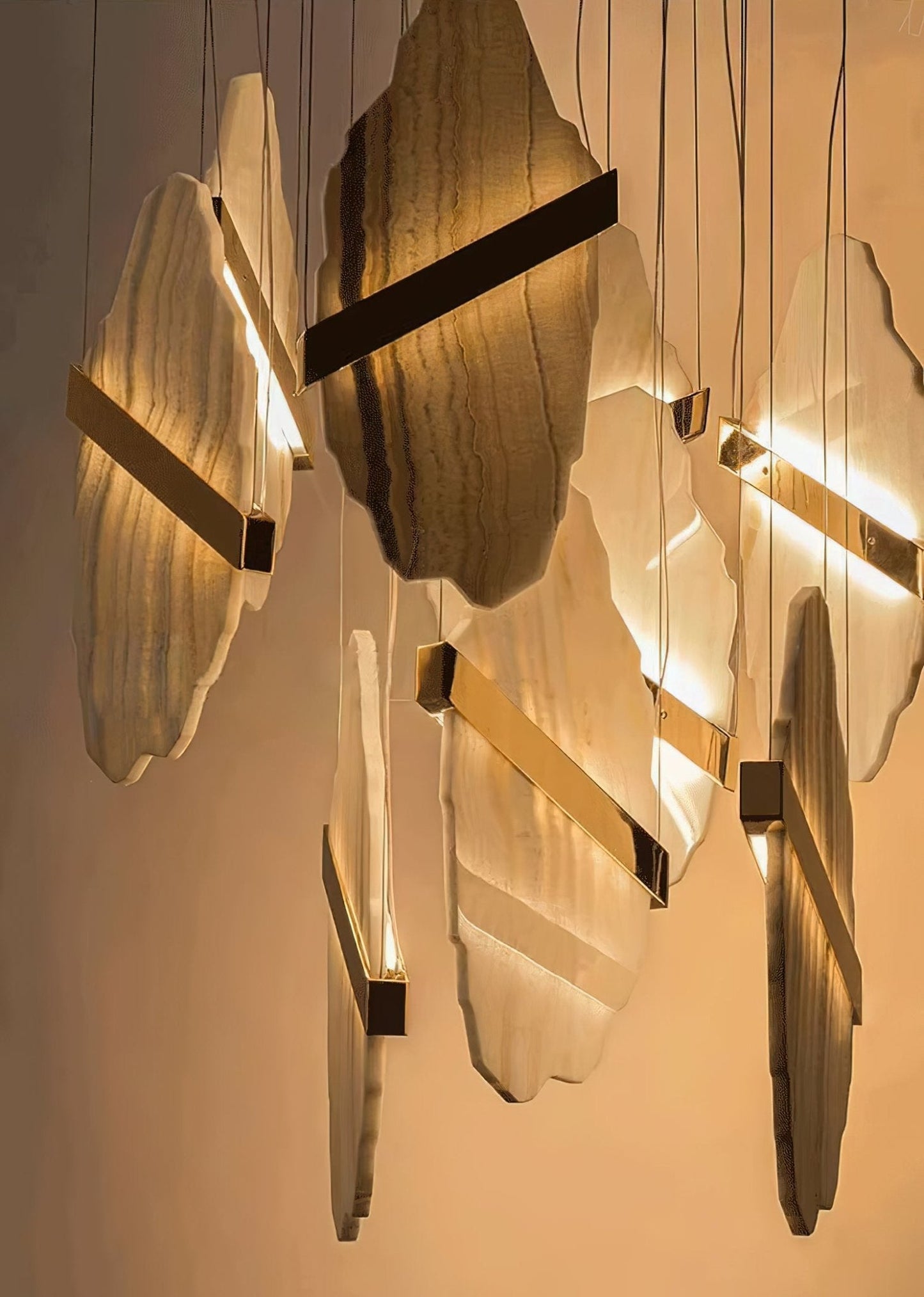 Auralith Alabaster Chandelier - Elegant Lighting with Adjustable Heigh