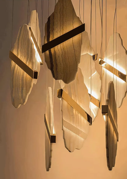 Auralith Alabaster Chandelier - Elegant Lighting with Adjustable Heigh