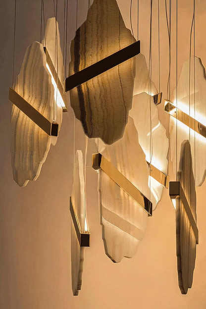 Auralith Alabaster Chandelier - Elegant Lighting with Adjustable Heigh