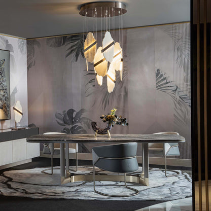 Auralith Alabaster Chandelier - Elegant Lighting with Adjustable Heigh