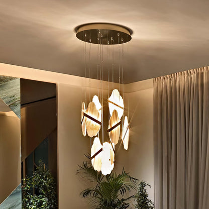 Auralith Alabaster Chandelier - Elegant Lighting with Adjustable Heigh