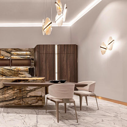 Auralith Alabaster Chandelier - Elegant Lighting with Adjustable Heigh