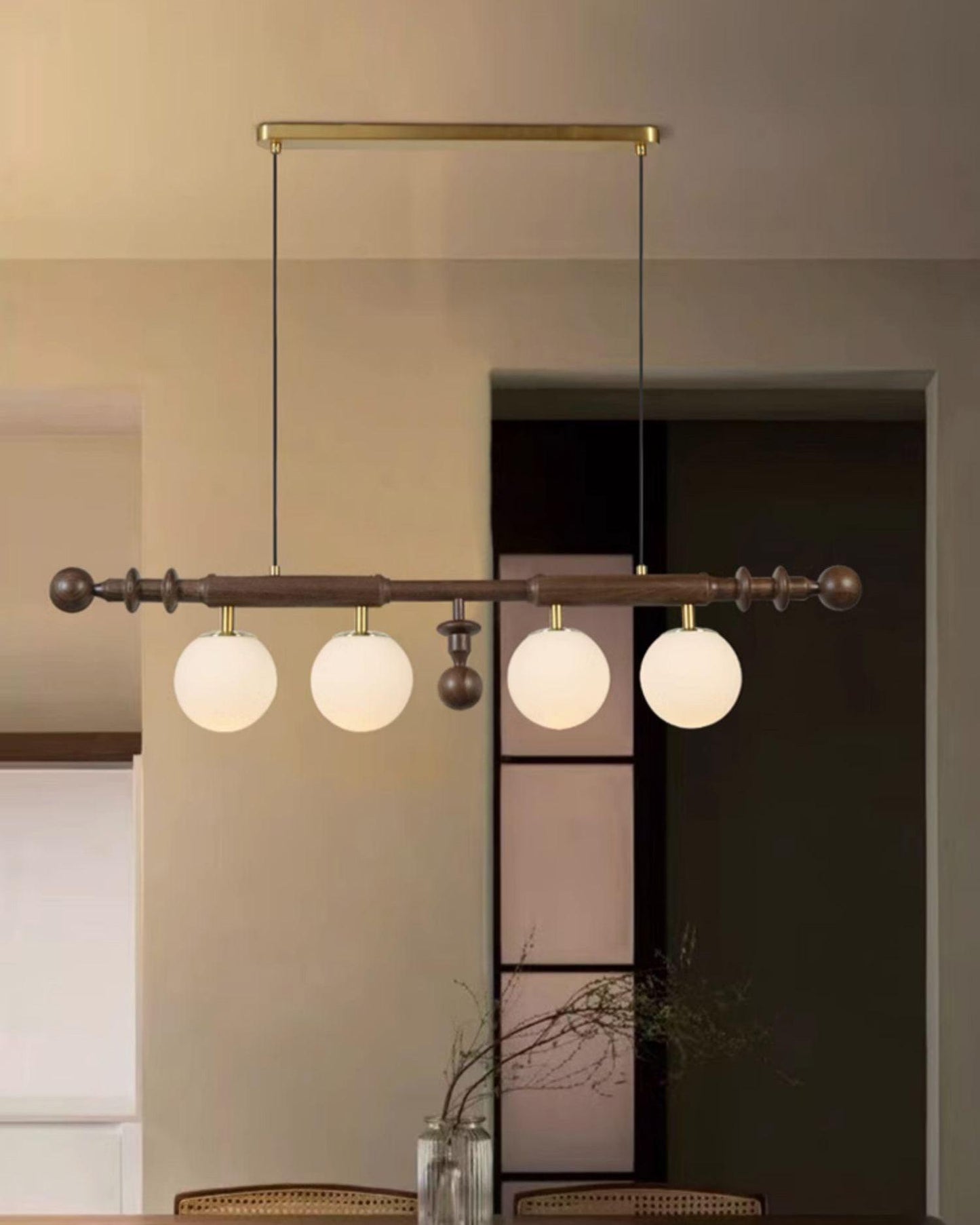 Elegant Roman Column Chandelier with Adjustable Height & Crystal Accen