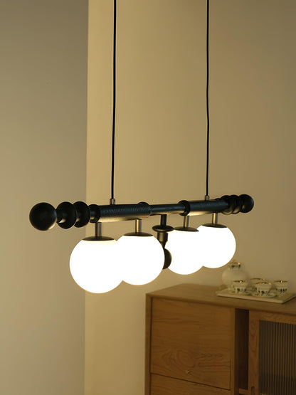 Elegant Roman Column Chandelier with Adjustable Height & Crystal Accen