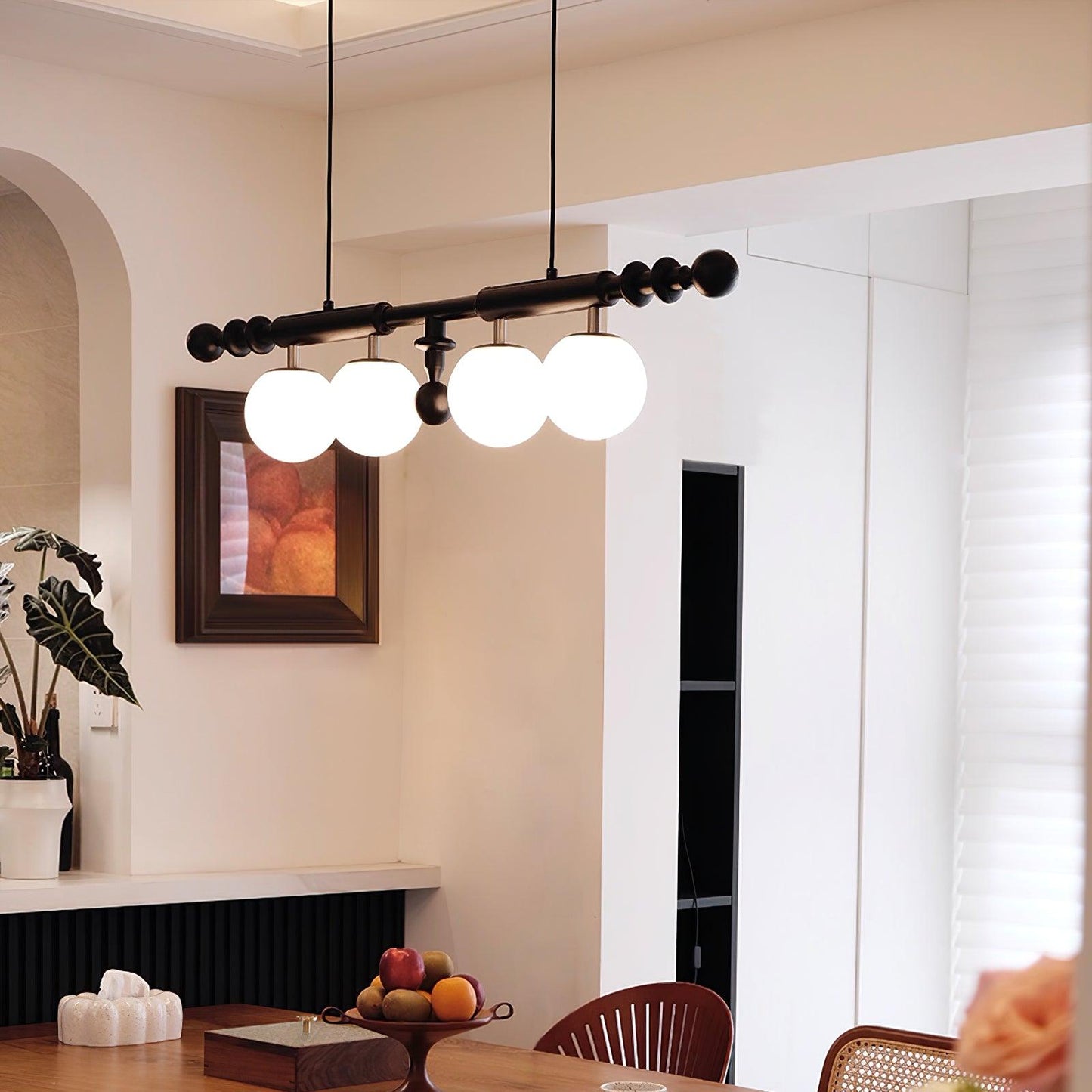 Elegant Roman Column Chandelier with Adjustable Height & Crystal Accen
