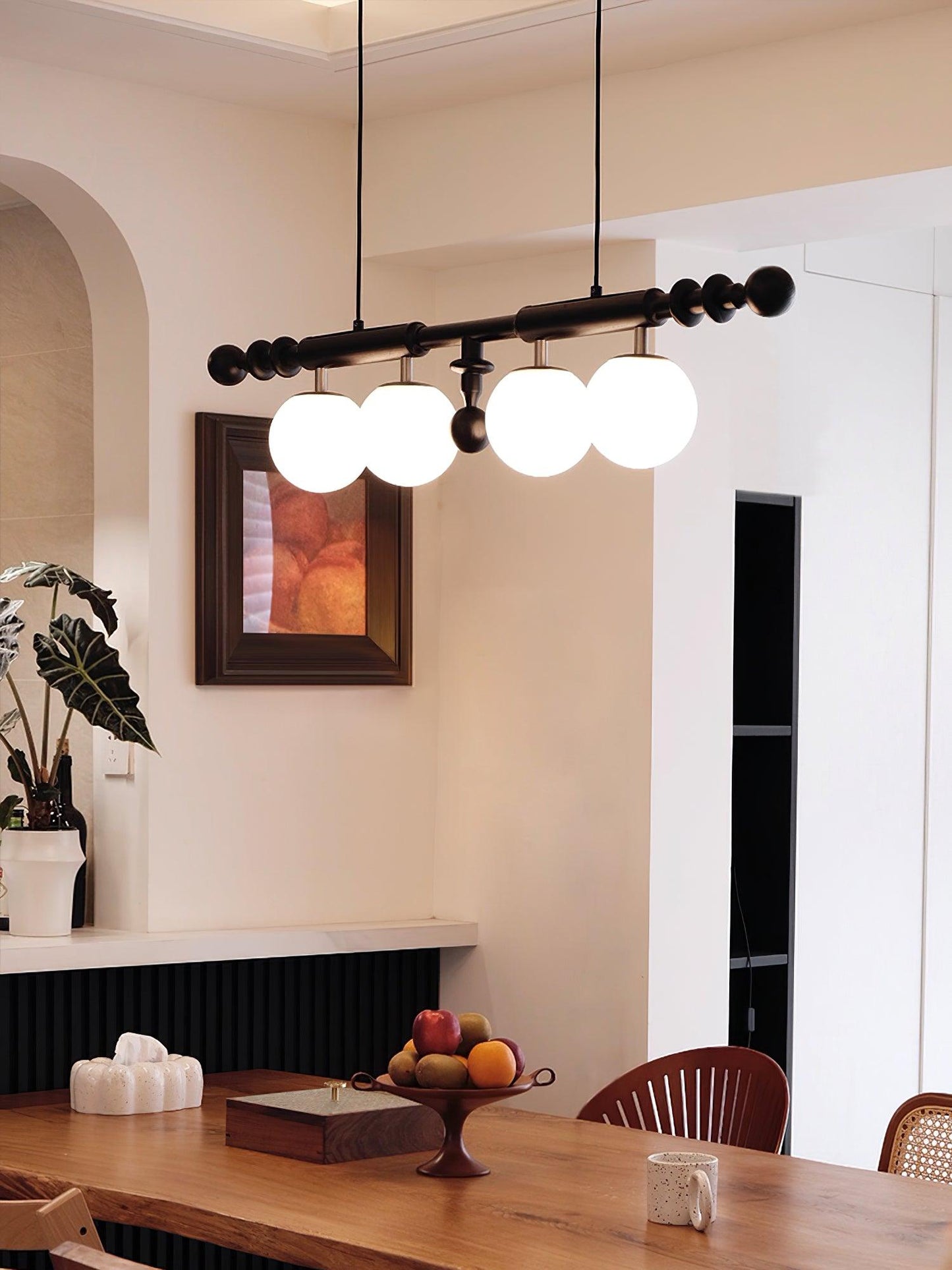 Elegant Roman Column Chandelier with Adjustable Height & Crystal Accen