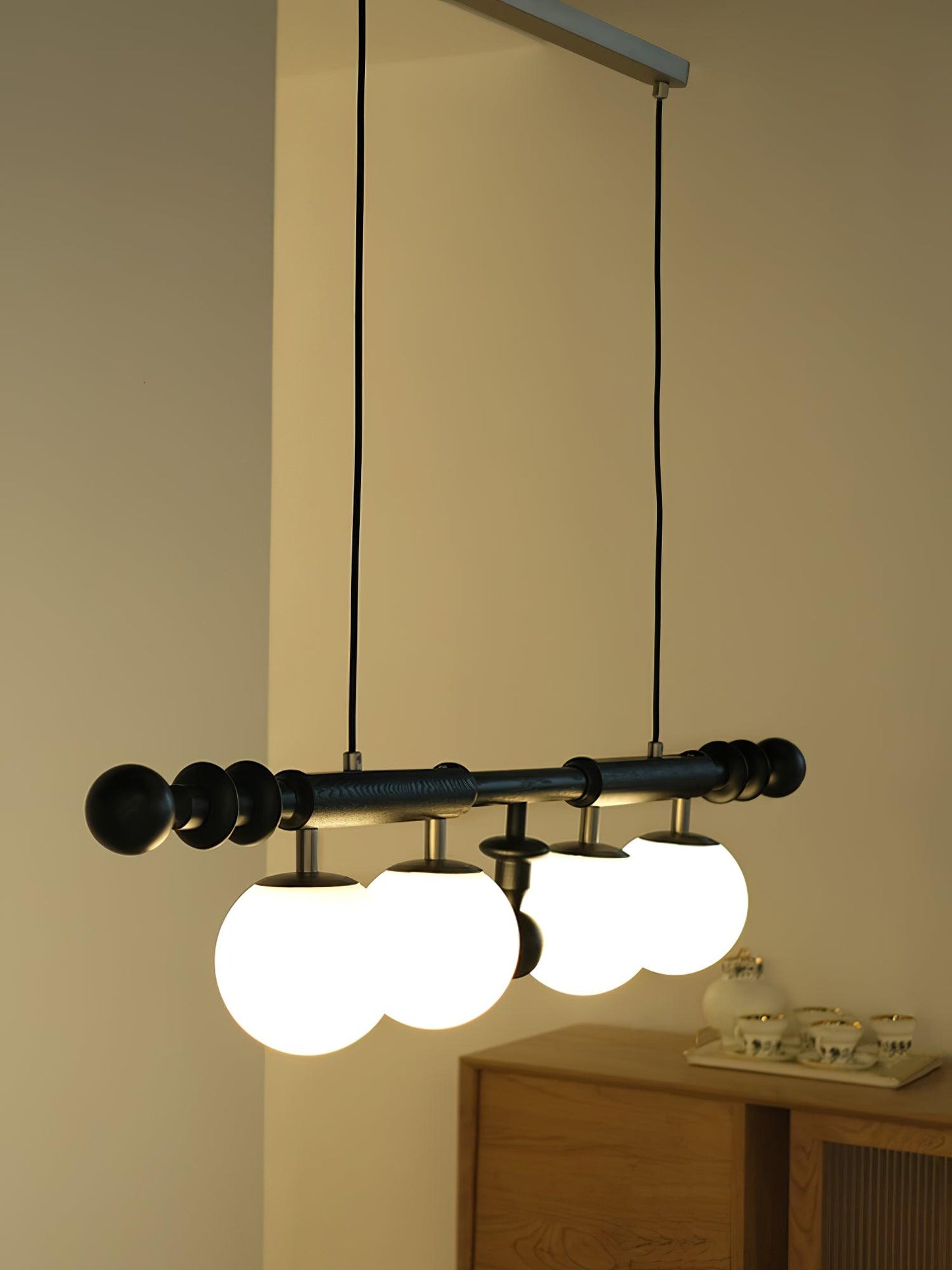 Elegant Roman Column Chandelier with Adjustable Height & Crystal Accen