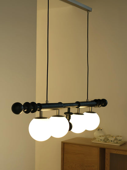 Elegant Roman Column Chandelier with Adjustable Height & Crystal Accen