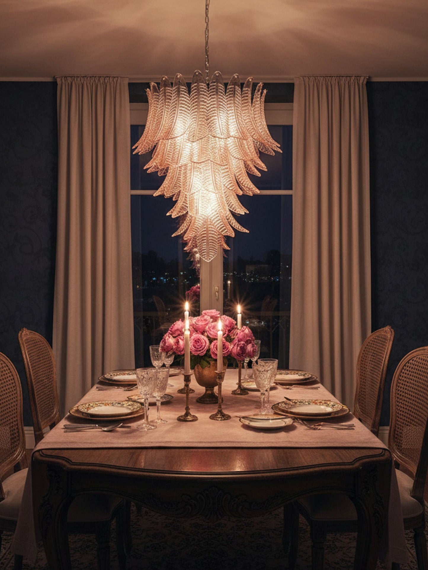 Rosalind Modern Glass Chandelier - Elegant Design with Adjustable Heig