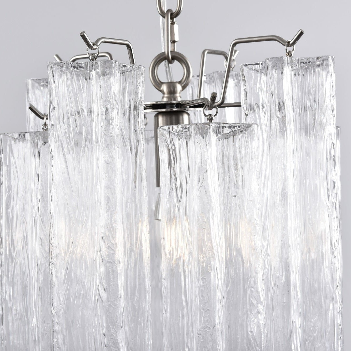Rosatina Elegant Glass Chandelier with Adjustable Height & Crystal Acc