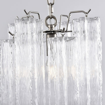 Rosatina Elegant Glass Chandelier with Adjustable Height & Crystal Acc