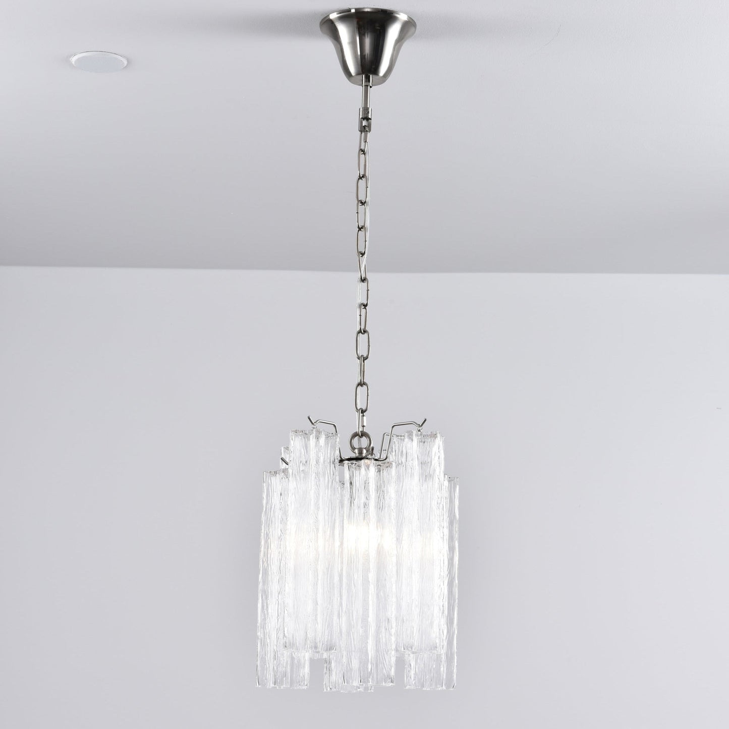 Rosatina Elegant Glass Chandelier with Adjustable Height & Crystal Acc