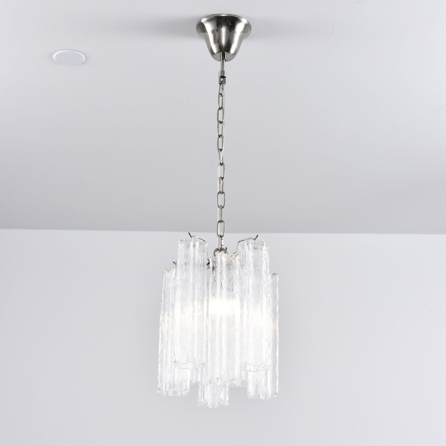 Rosatina Elegant Glass Chandelier with Adjustable Height & Crystal Acc