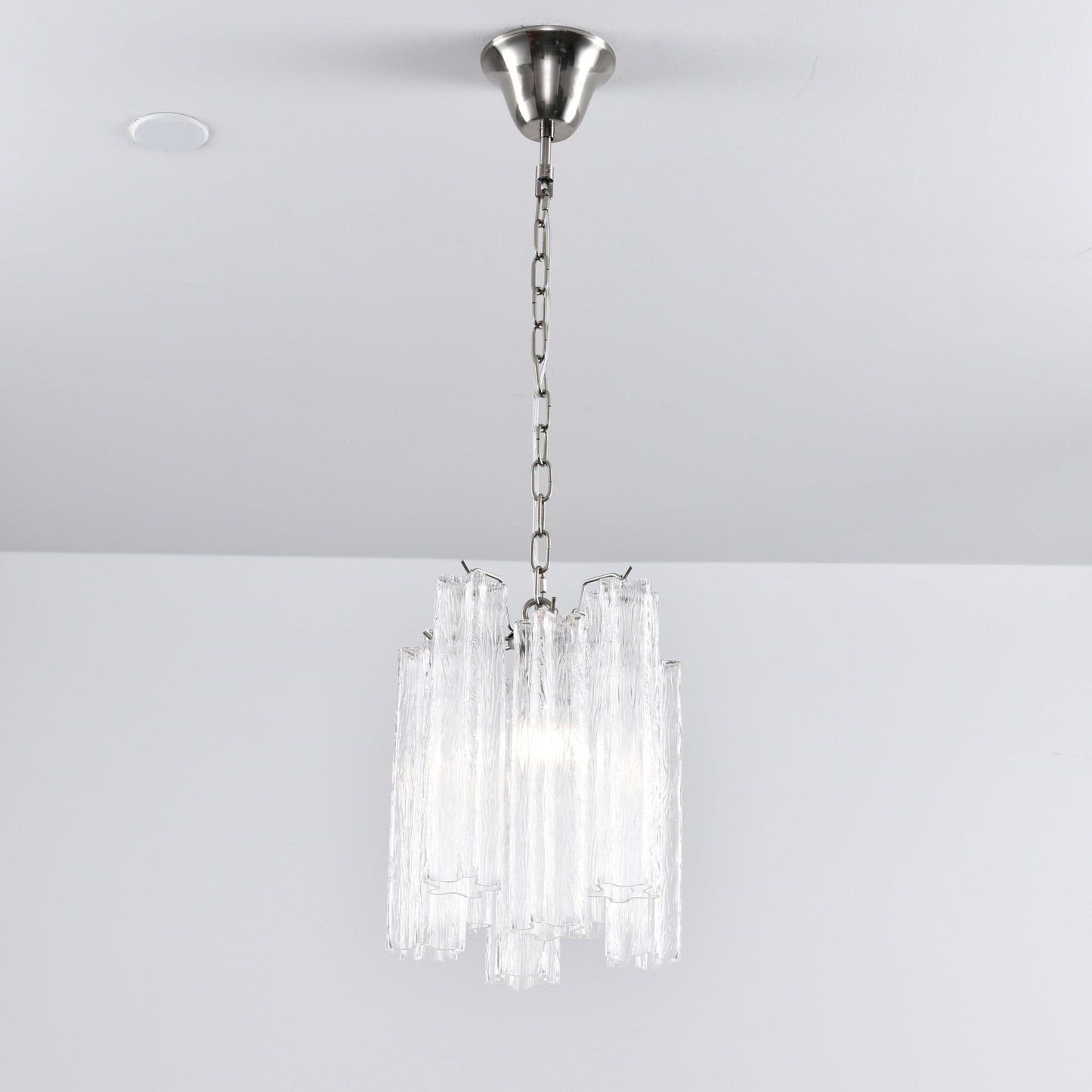 Rosatina Elegant Glass Chandelier with Adjustable Height & Crystal Acc