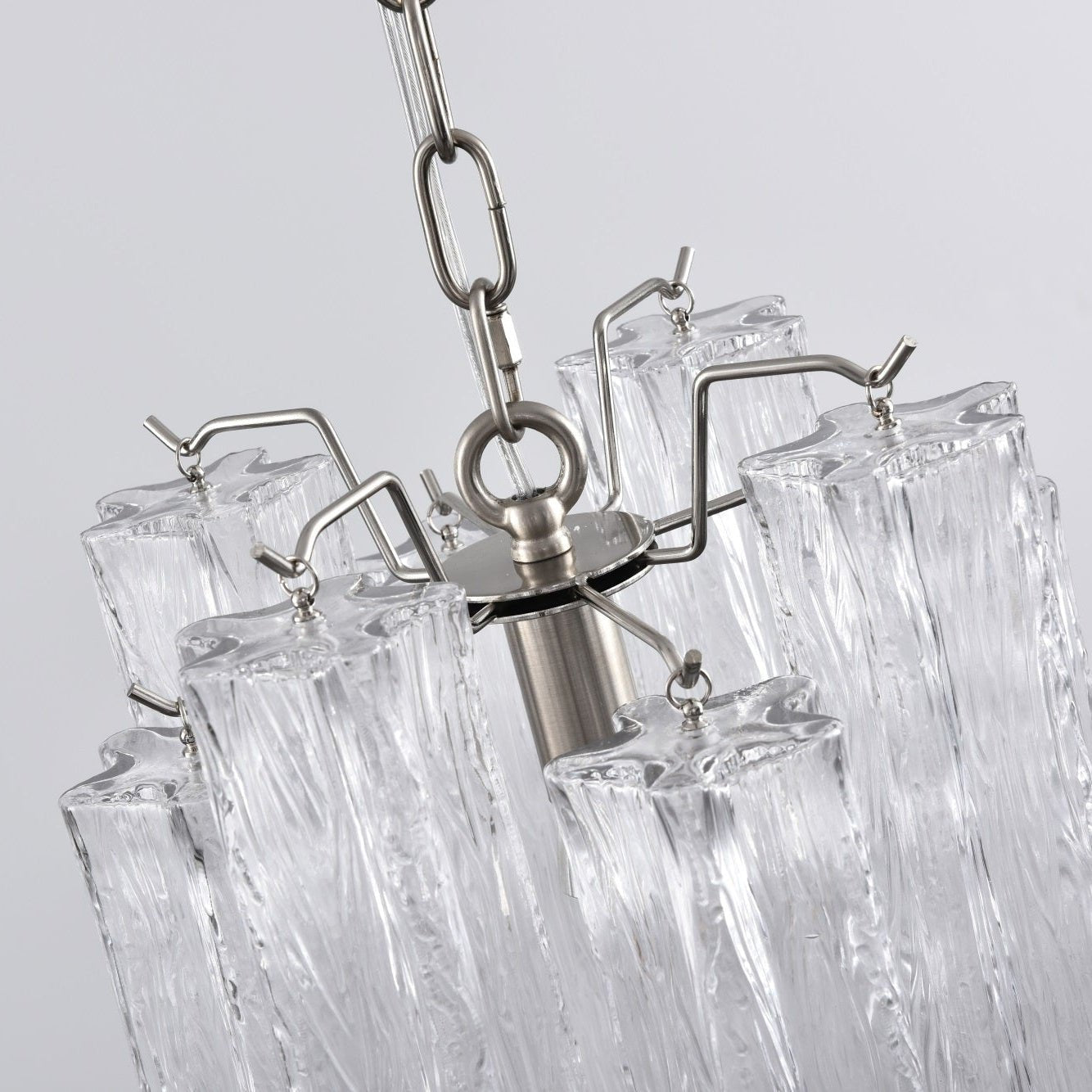 Rosatina Elegant Glass Chandelier with Adjustable Height & Crystal Acc