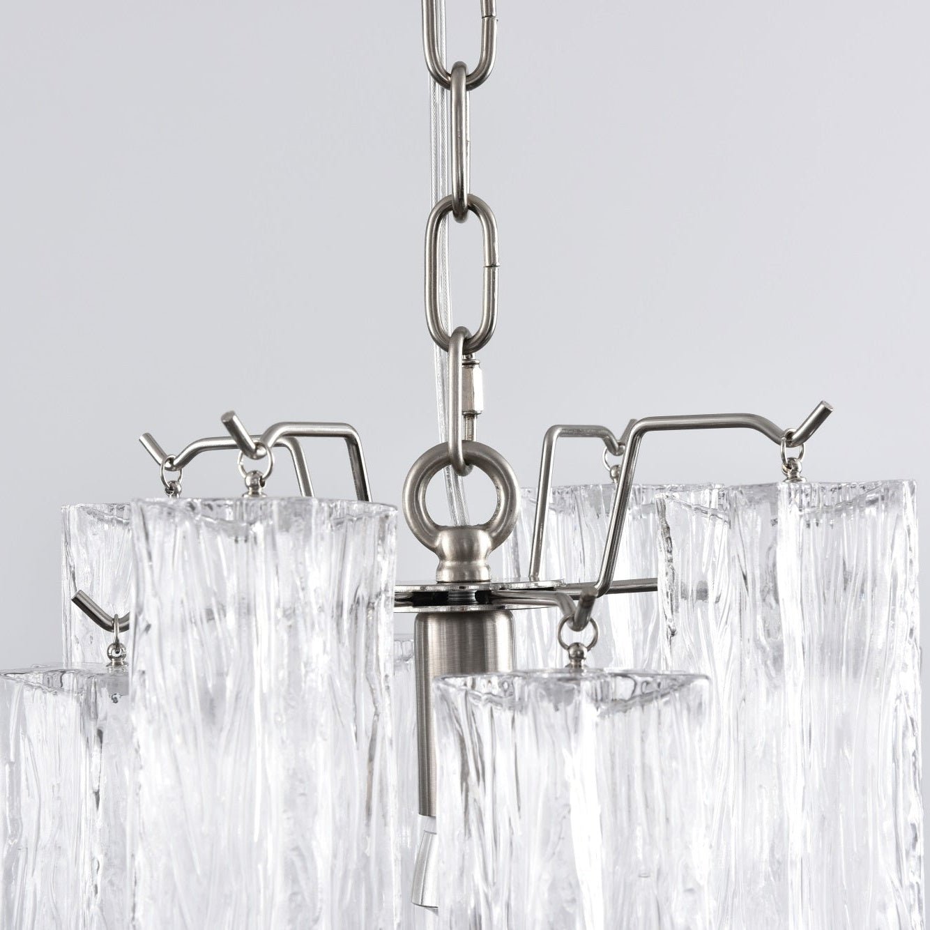 Rosatina Elegant Glass Chandelier with Adjustable Height & Crystal Acc