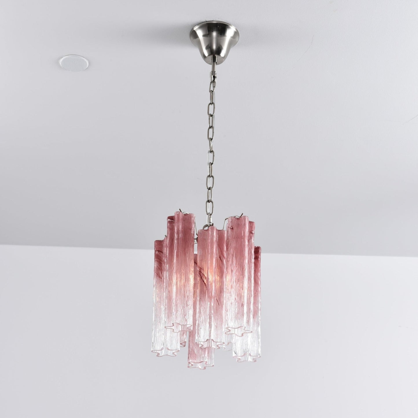 Rosatina Elegant Glass Chandelier with Adjustable Height & Crystal Acc