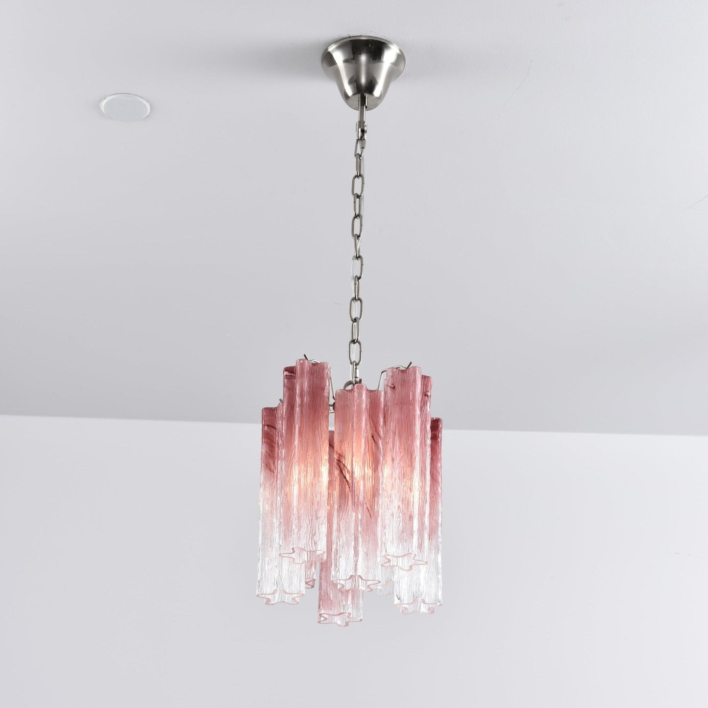 Rosatina Elegant Glass Chandelier with Adjustable Height & Crystal Acc