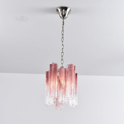 Rosatina Elegant Glass Chandelier with Adjustable Height & Crystal Acc
