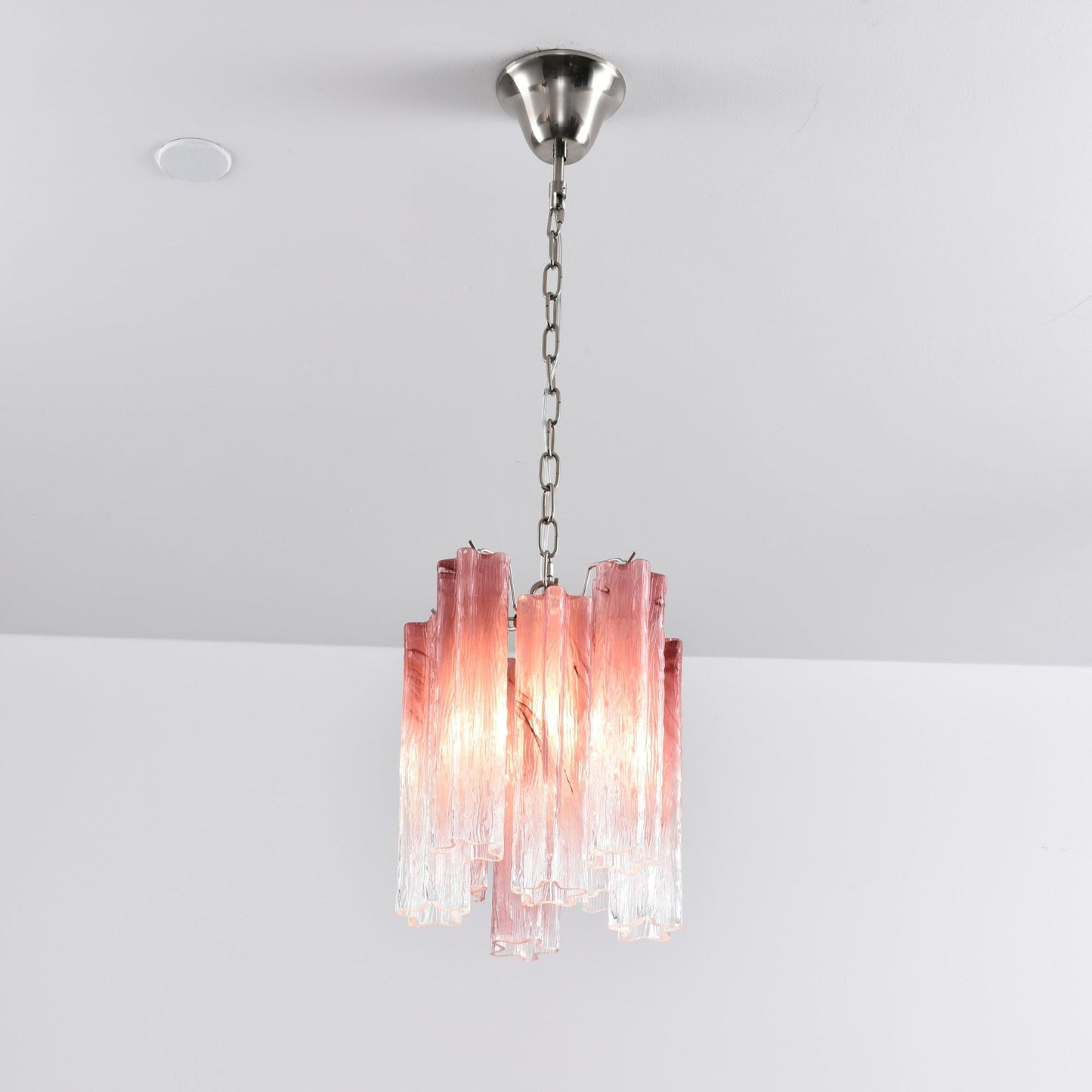 Rosatina Elegant Glass Chandelier with Adjustable Height & Crystal Acc