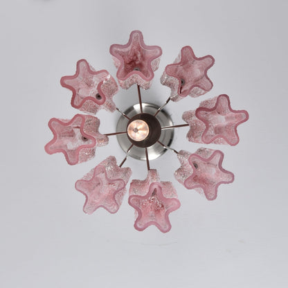 Rosatina Elegant Glass Chandelier with Adjustable Height & Crystal Acc
