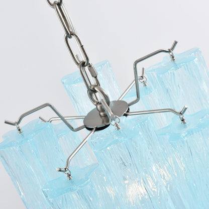 Rosatina Elegant Glass Chandelier with Adjustable Height & Crystal Acc