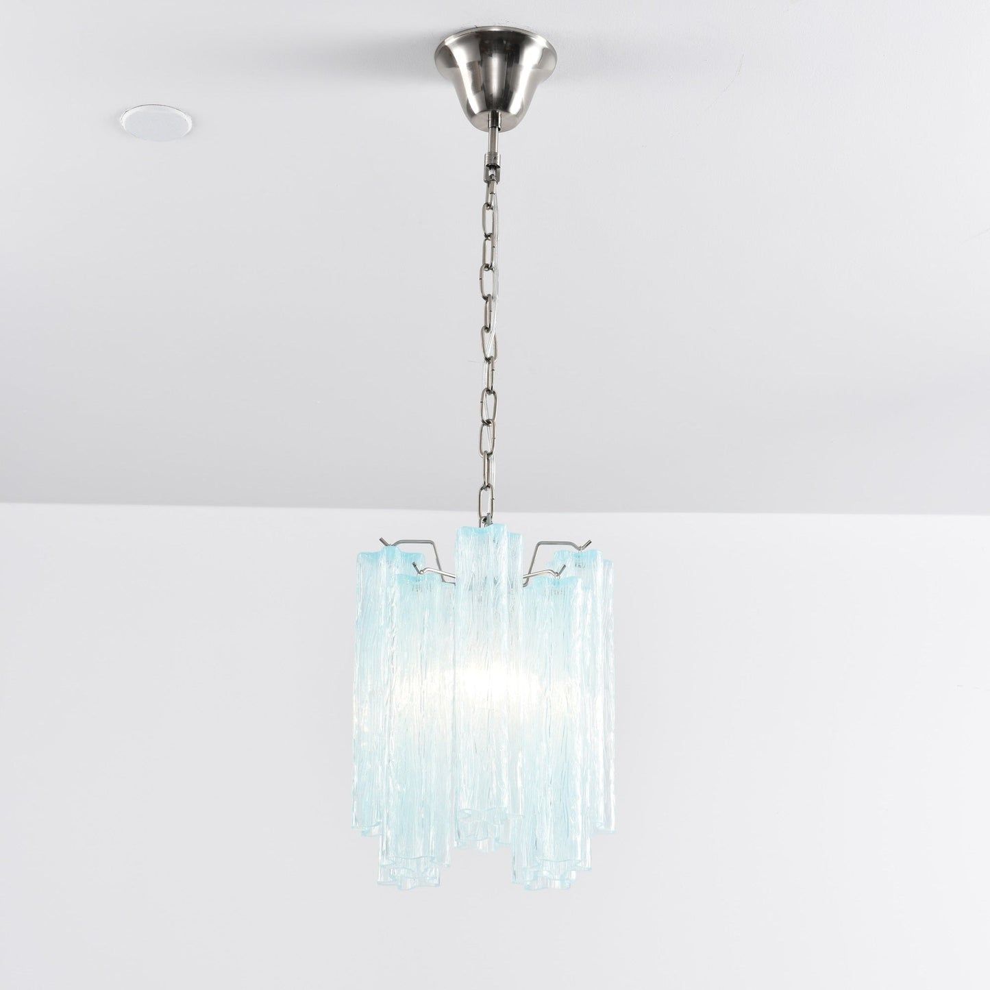 Rosatina Elegant Glass Chandelier with Adjustable Height & Crystal Acc