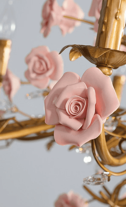 Elegant Rose Chandelier with Adjustable Lighting and Crystal Accents
