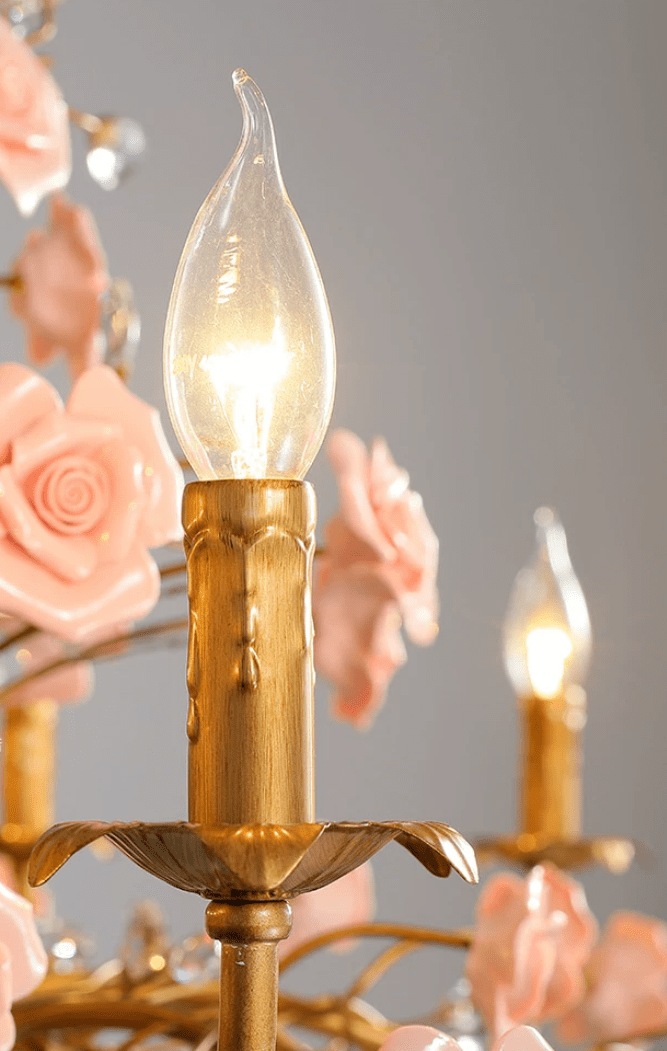 Elegant Rose Chandelier with Adjustable Lighting and Crystal Accents