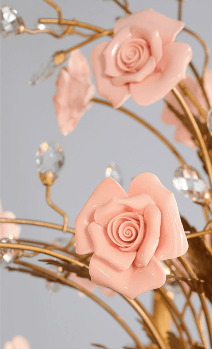 Elegant Rose Chandelier with Adjustable Lighting and Crystal Accents