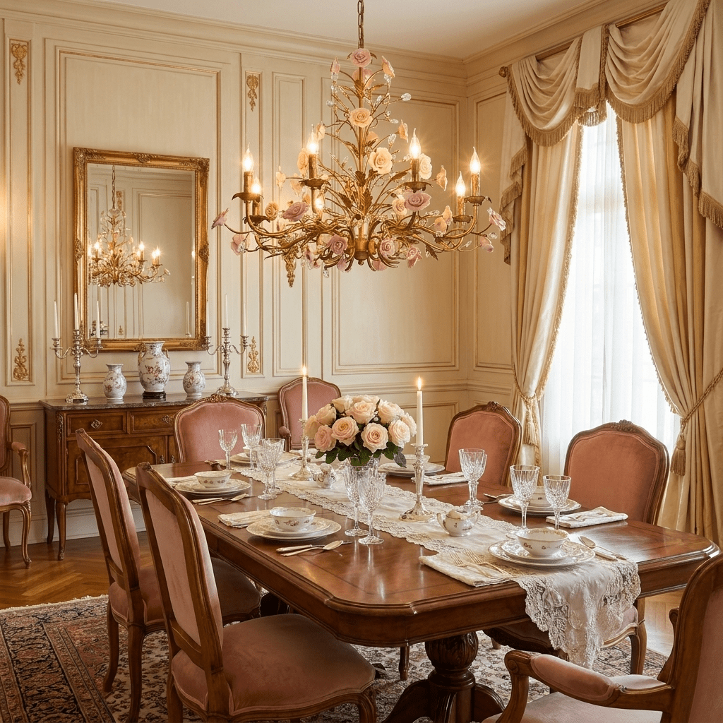Elegant Rose Chandelier with Adjustable Lighting and Crystal Accents