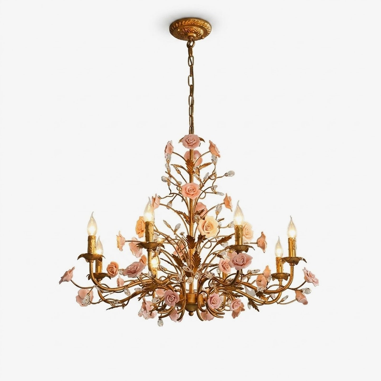 Elegant Rose Chandelier with Adjustable Lighting and Crystal Accents