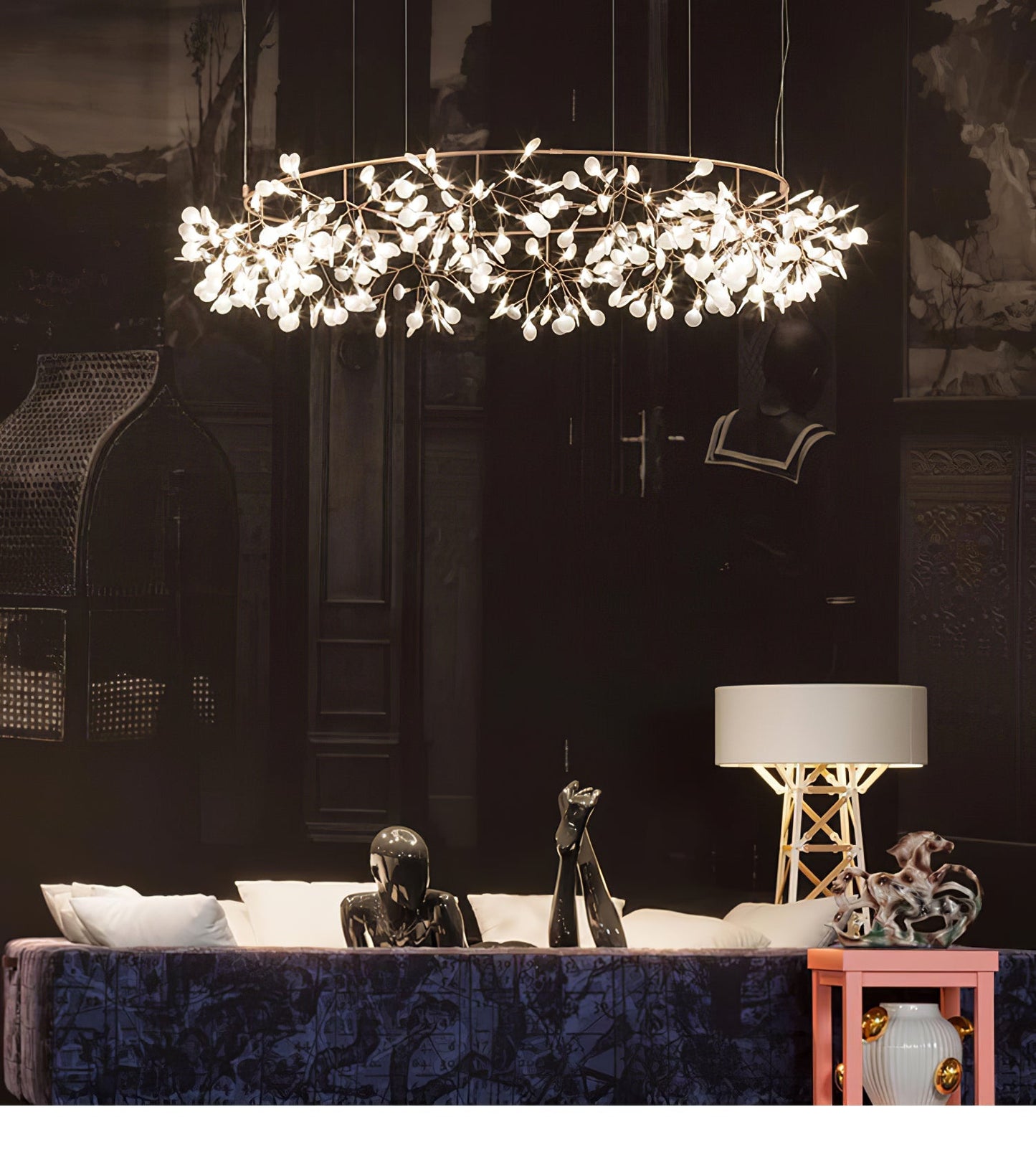 Rose Gold Firefly LED Chandelier - Dimmable, Energy-Efficient Lighting